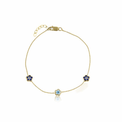 Βραχιόλι Παιδικό Χρυσός Κ9 με Μάτι Λουλούδι