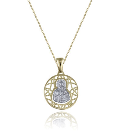 Amulets of Virgin Mary and Jesus 14K Gold
