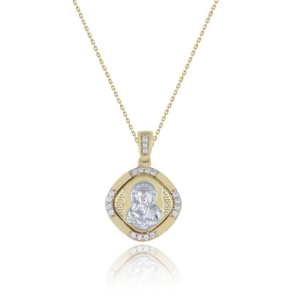 Amulets of Virgin Mary and Jesus 14K Gold