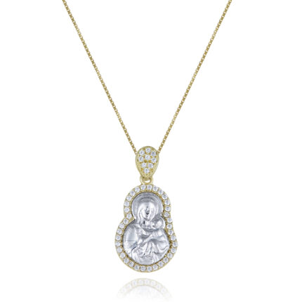 Amulets of Virgin Mary and Jesus 14K Gold