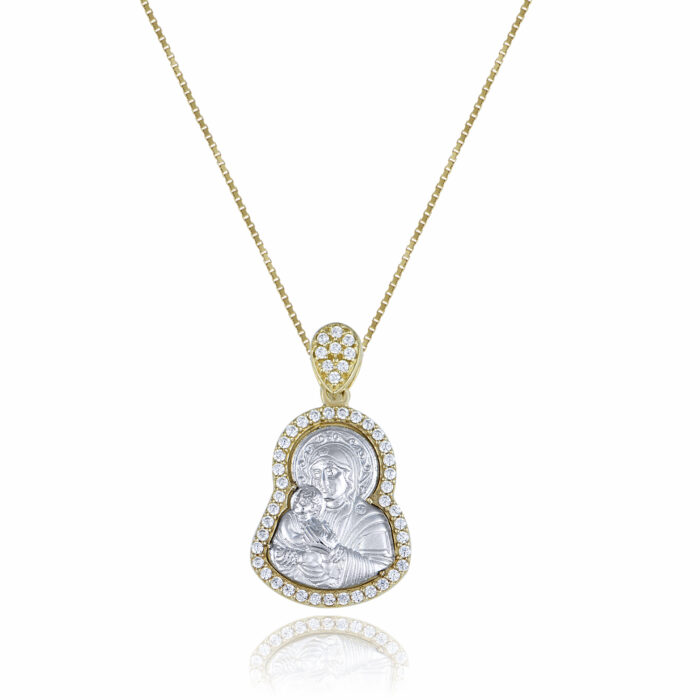 Amulets of Virgin Mary and Jesus 14K Gold