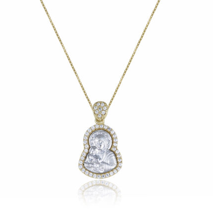Amulets of Virgin Mary and Jesus 14K Gold