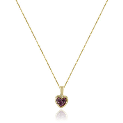 Κολιέ Χρυσός Κ14 Καρδιά Red Heart